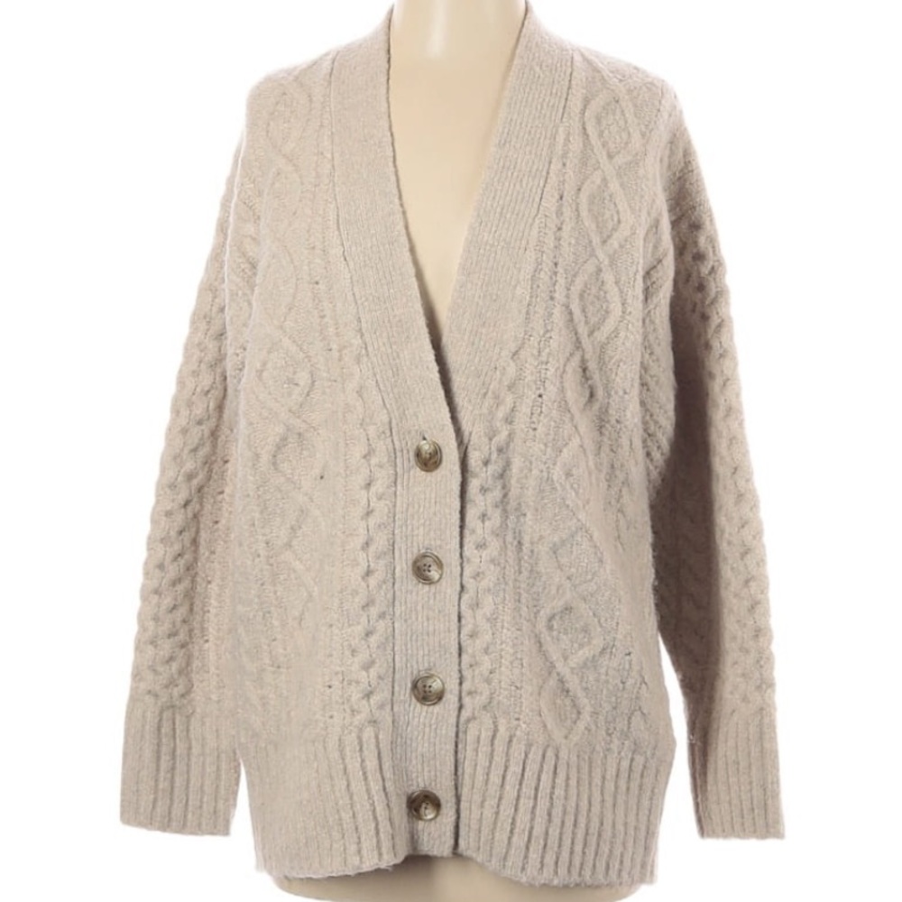 J. Crew Cable-knit stretch cardigan sweater
